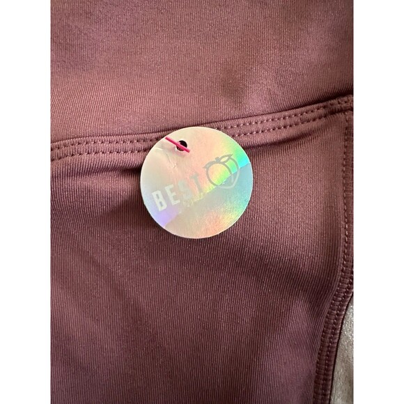 PINK Cozy Yoga Pants Velvet Trim High Waist Leggings Athleisure Pink 7/8 Comfy - Picture 3 of 8